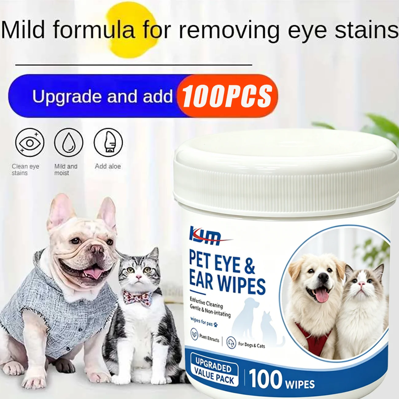 KJM 100pcs Pet Eye And Ear Wip - Pet Ear Cleaner 评论和价格